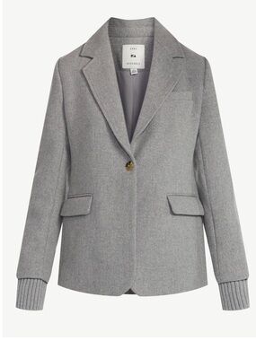 Free Assembly Single Breasted Blazer with Ribbed Sweater Cuffs